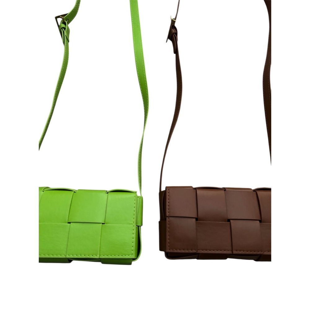Set of 3 Green, Brown, and Black Woven Crossbody Bags - Picture 3 of 4